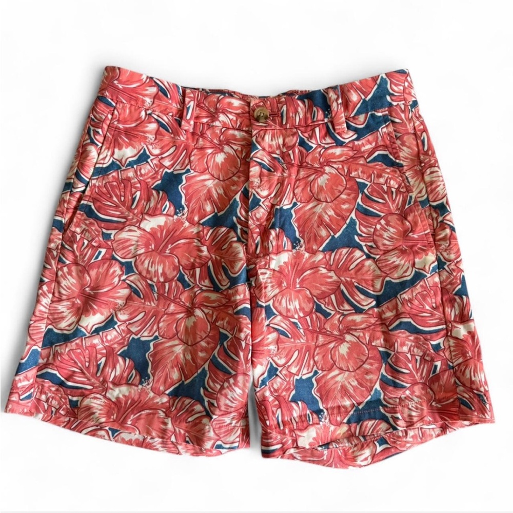 Vineyard Vines Men's Pink & Blue Hibiscus Floral Breaker Shorts - Size 28